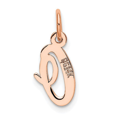 14k Rose Gold Small Script Letter O Initial Charm Pendant for Women