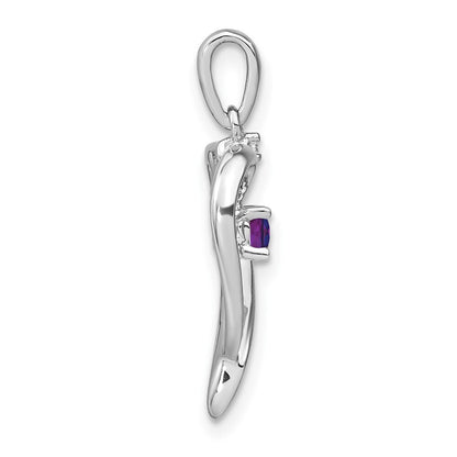 14k White Gold Amethyst and Diamond Heart Pendant for Women