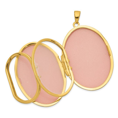 14k Yellow Gold Fancy Engraved 38mm Oval Family Locket Holds 6 Photos