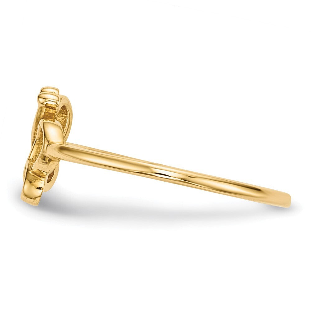 14K Yellow Gold Polished Butterfly Ring Size 7