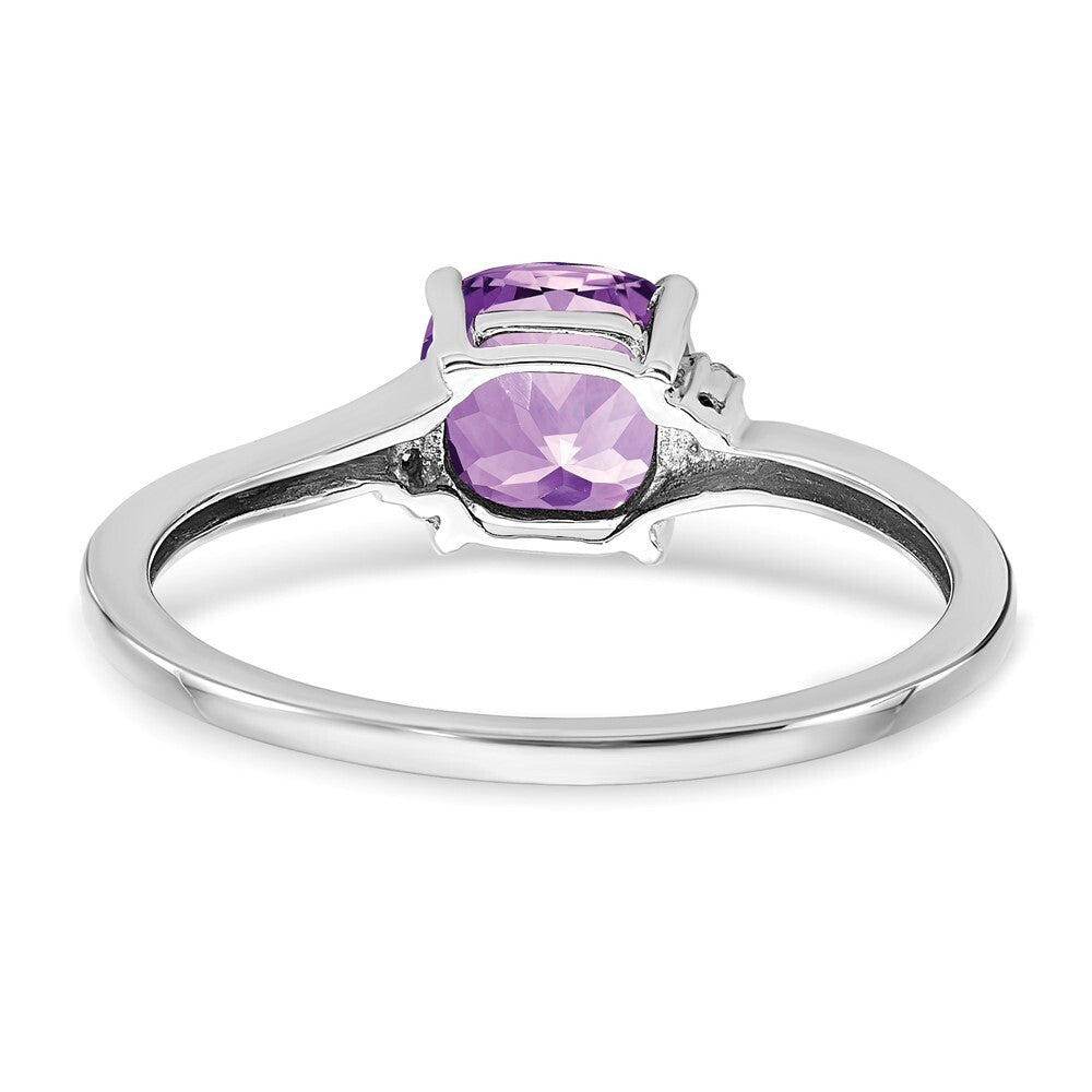 Sterling Silver Rhodium-plated Amethyst and Diamond Ring Size 6