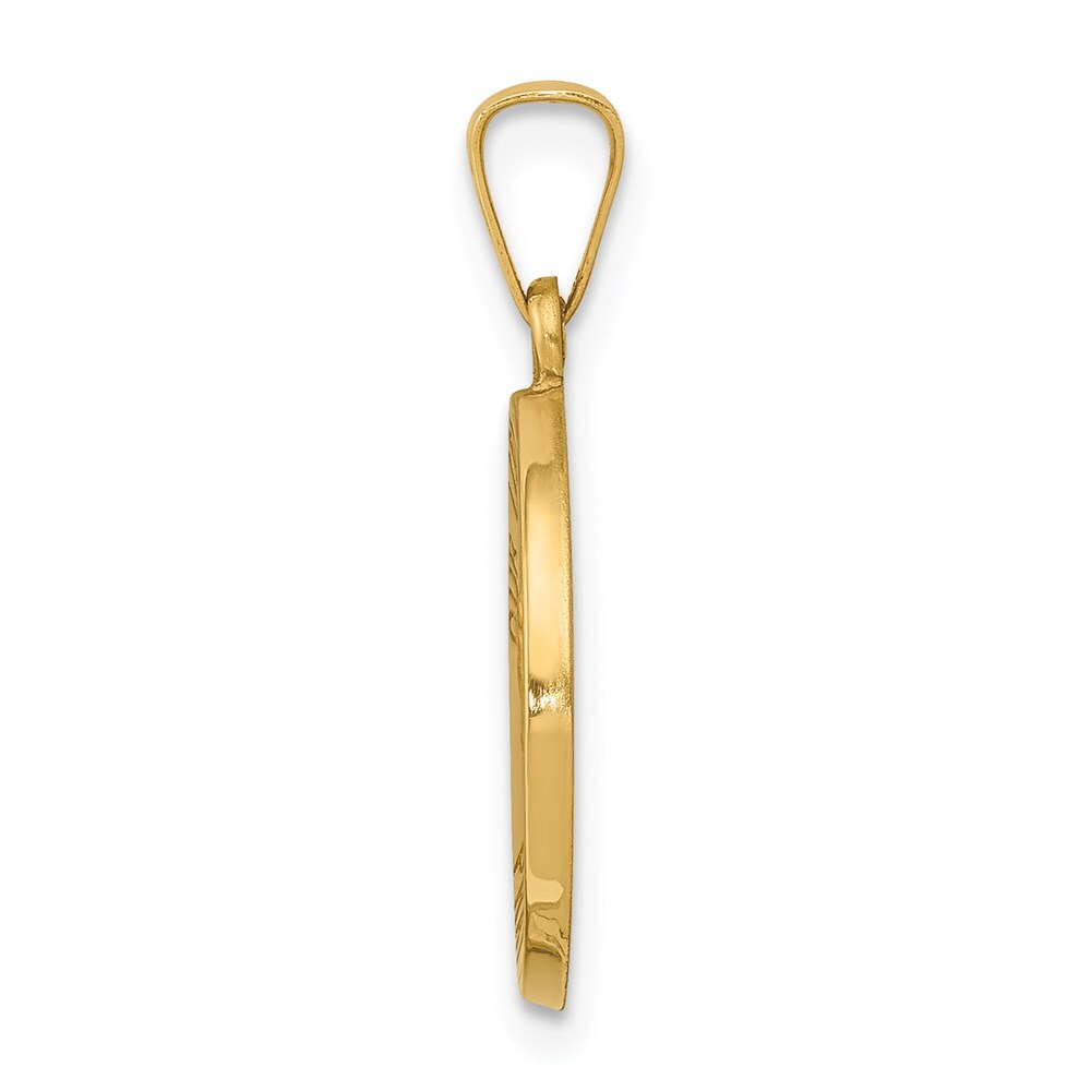 14k Yellow Gold Polished and Satin Our Lady Fatima Medal Hollow Pendant