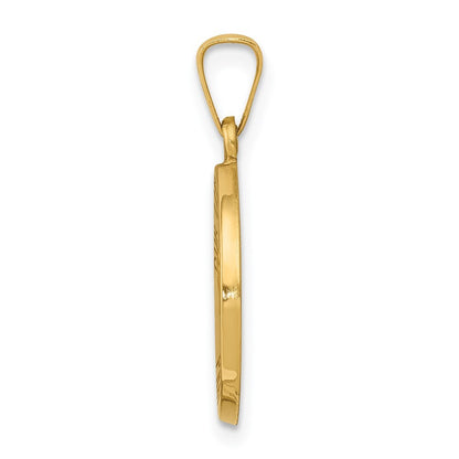 14k Yellow Gold Polished and Satin Our Lady Fatima Medal Hollow Pendant