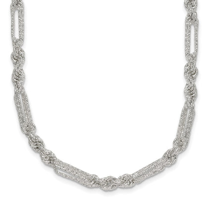 Sterling Silver Polished Textured 4.5mm Figaro Rope 18 inch Necklace