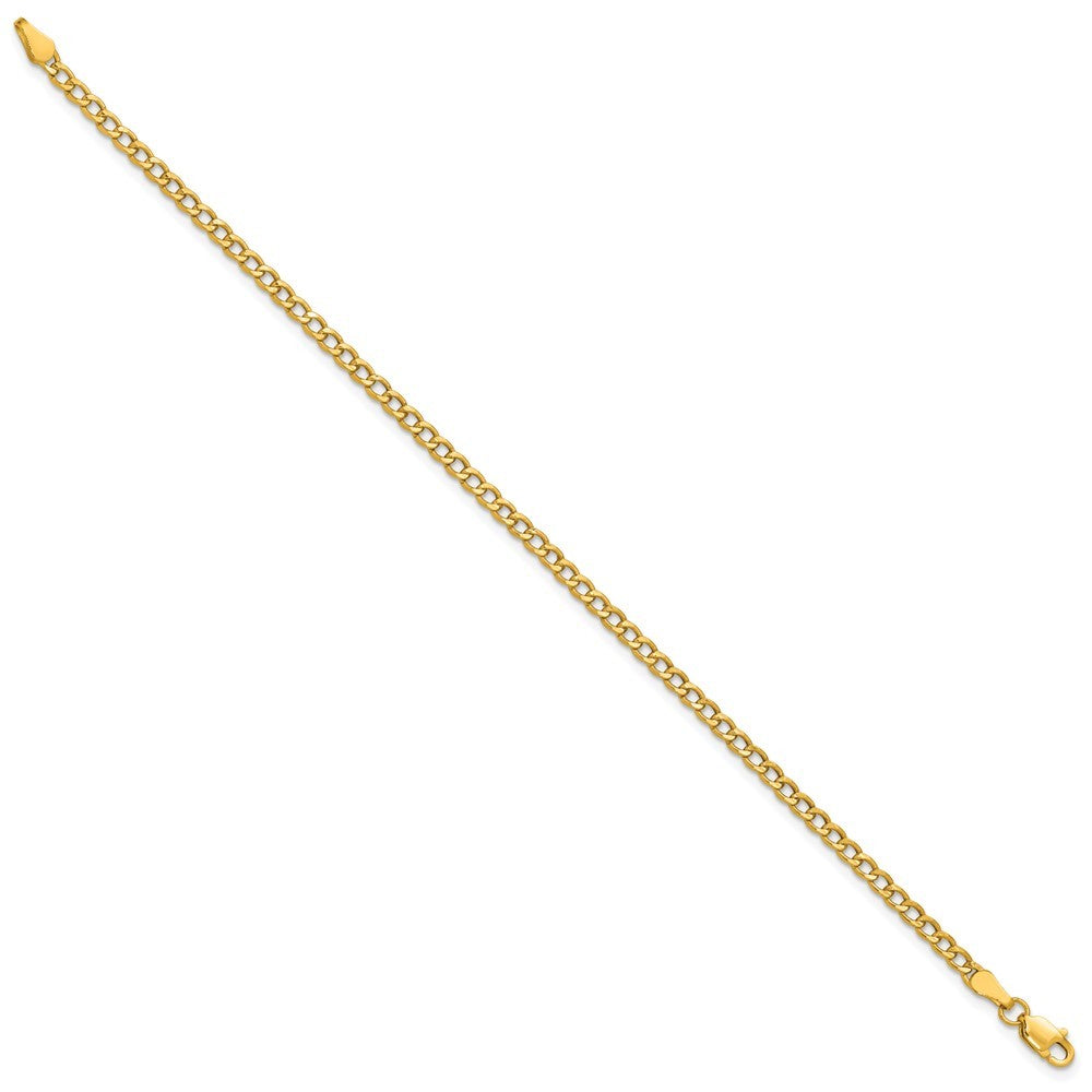 14k Yellow Gold 10 inch 2.85mm Semi-Solid Curb with Lobster Clasp Anklet
