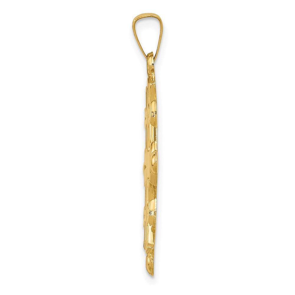 14k Yellow Gold Polished Jerusalem Cross Pendant