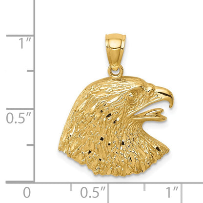 14k Yellow Gold Diamond-Cut Eagle Pendant for Women