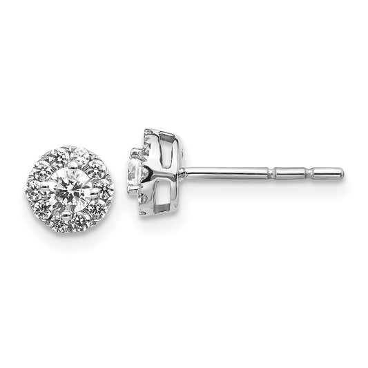 14k White Gold Diamond Cluster Stud Earrings
