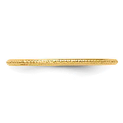 14k Yellow Gold 1.2mm Beaded Stackable Band Ring Size 10