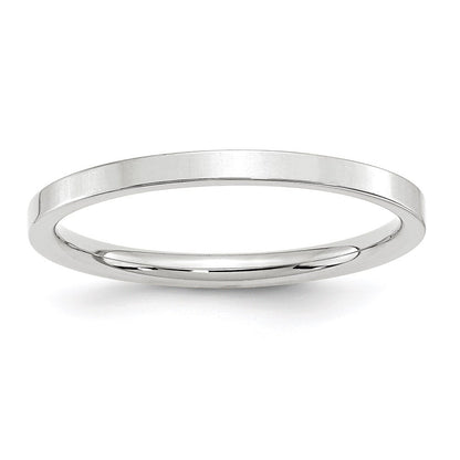 14k White Gold 2mm Standard Weight Flat Comfort Fit Wedding Band Ring Size 5.5