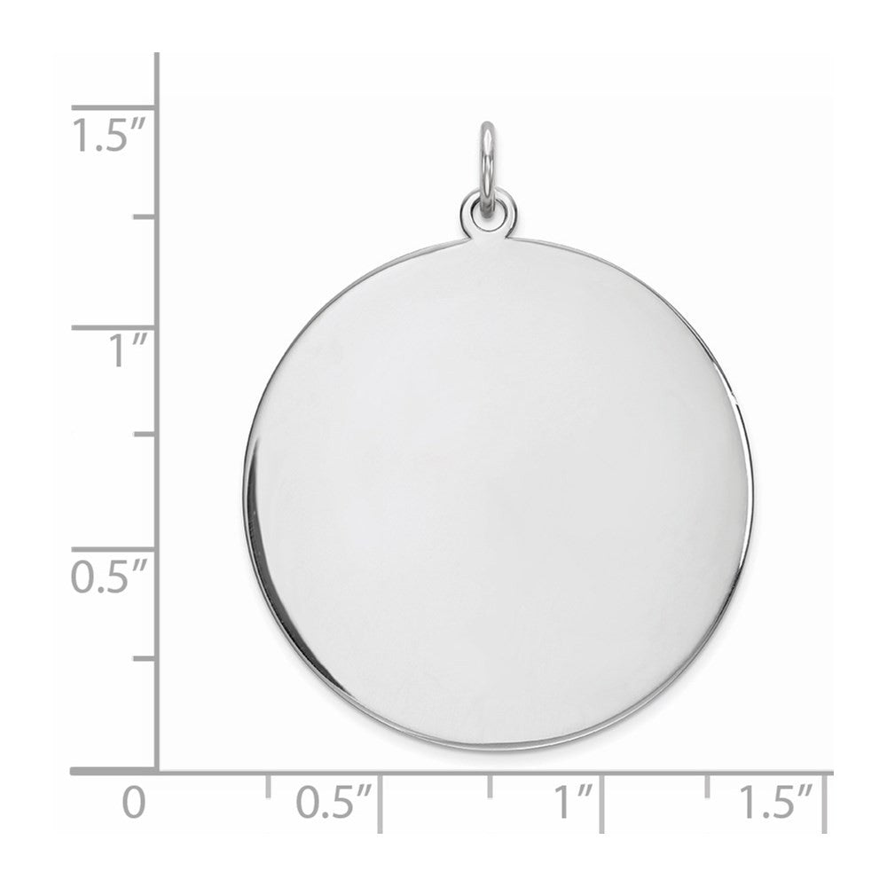 Sterling Silver Rhod-plated Rnd Polish Front Satin Back Disc Charm