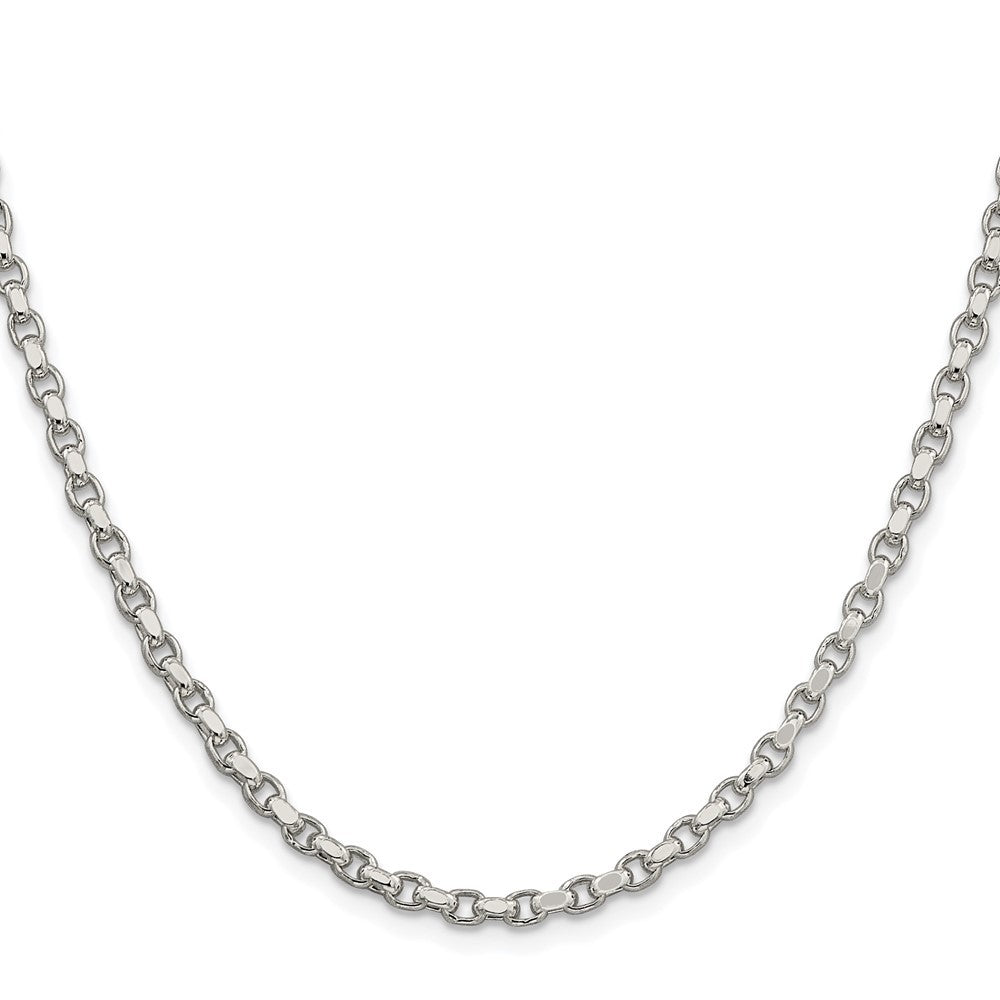 Sterling Silver Rhodium-plated 3.5mm Diamond-cut Rolo Chain Necklace