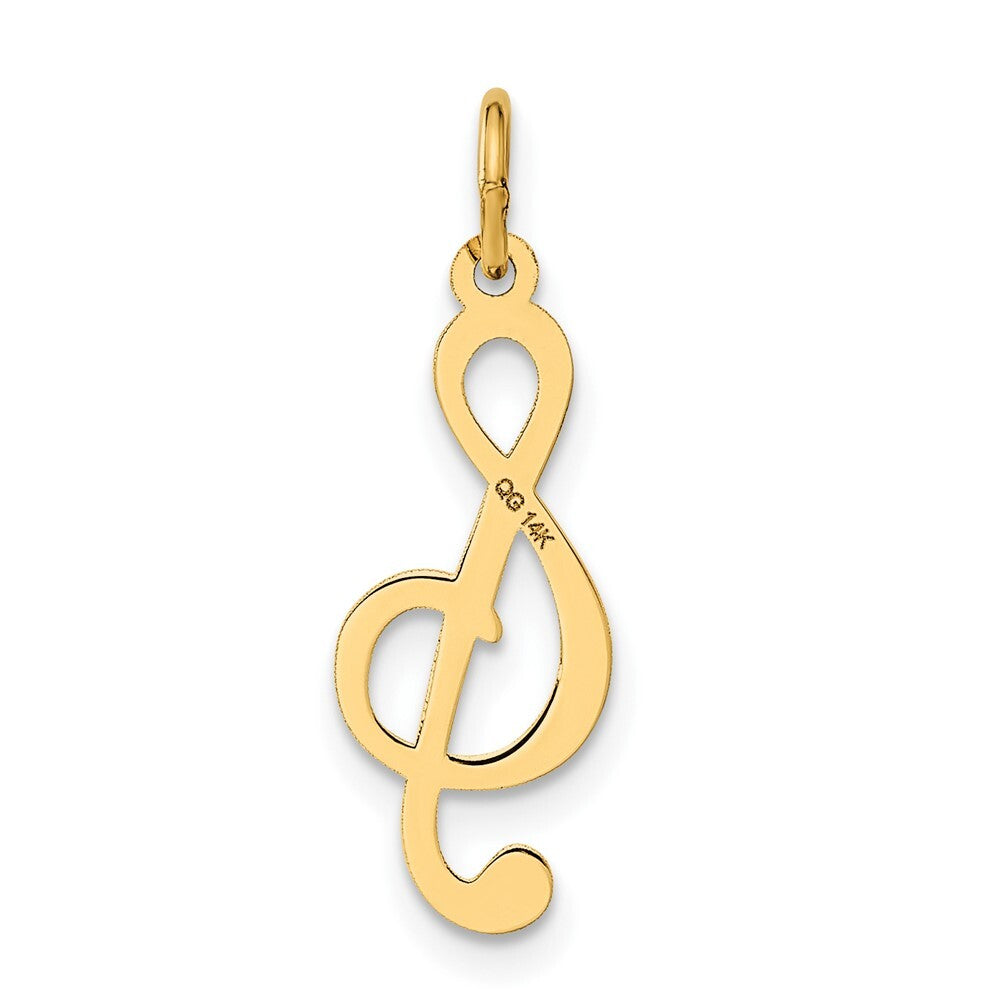 14k Yellow Gold Polished Treble Clef Charm Pendant for Women