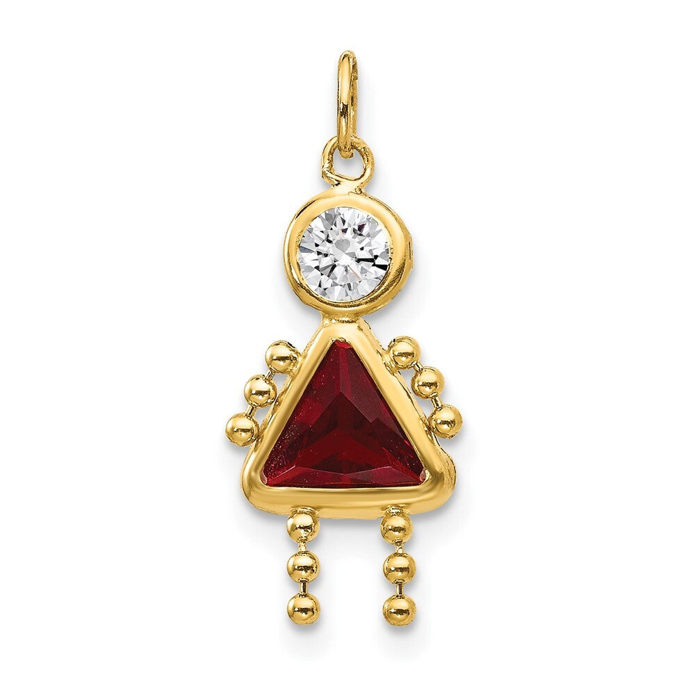 14k Yellow Gold January Girl Birthstone Charm Pendant for Women