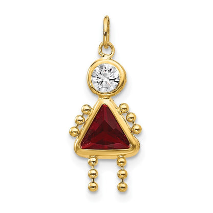 14k Yellow Gold January Girl Birthstone Charm Pendant for Women
