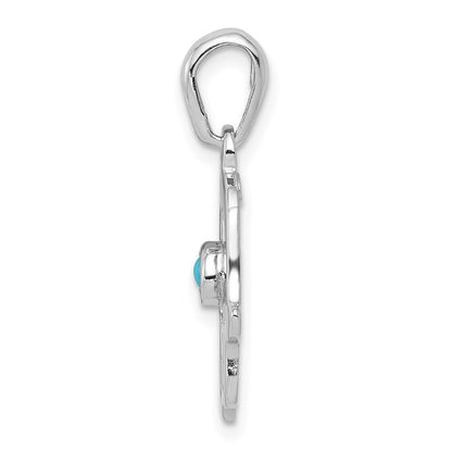 14k White Gold Turquoise Chamseh Pendant for Women