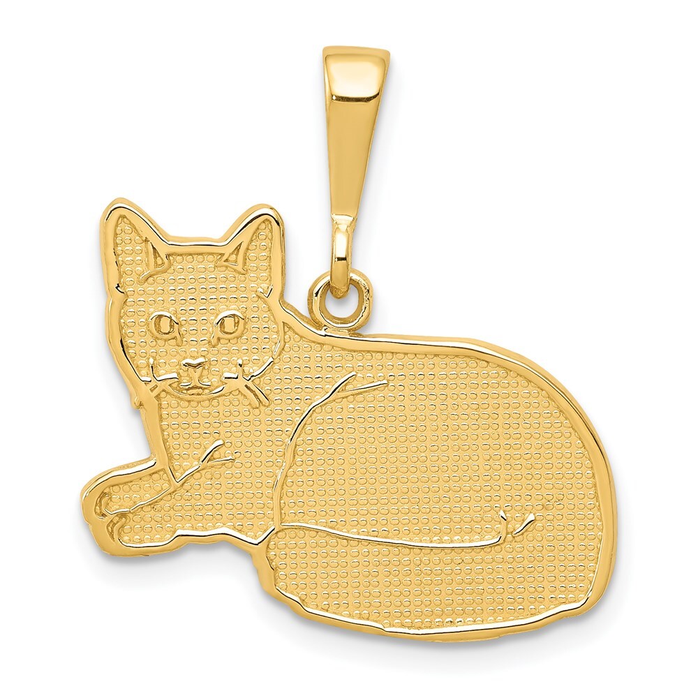 14k Yellow Gold Russian Blue Cat Pendant for Women