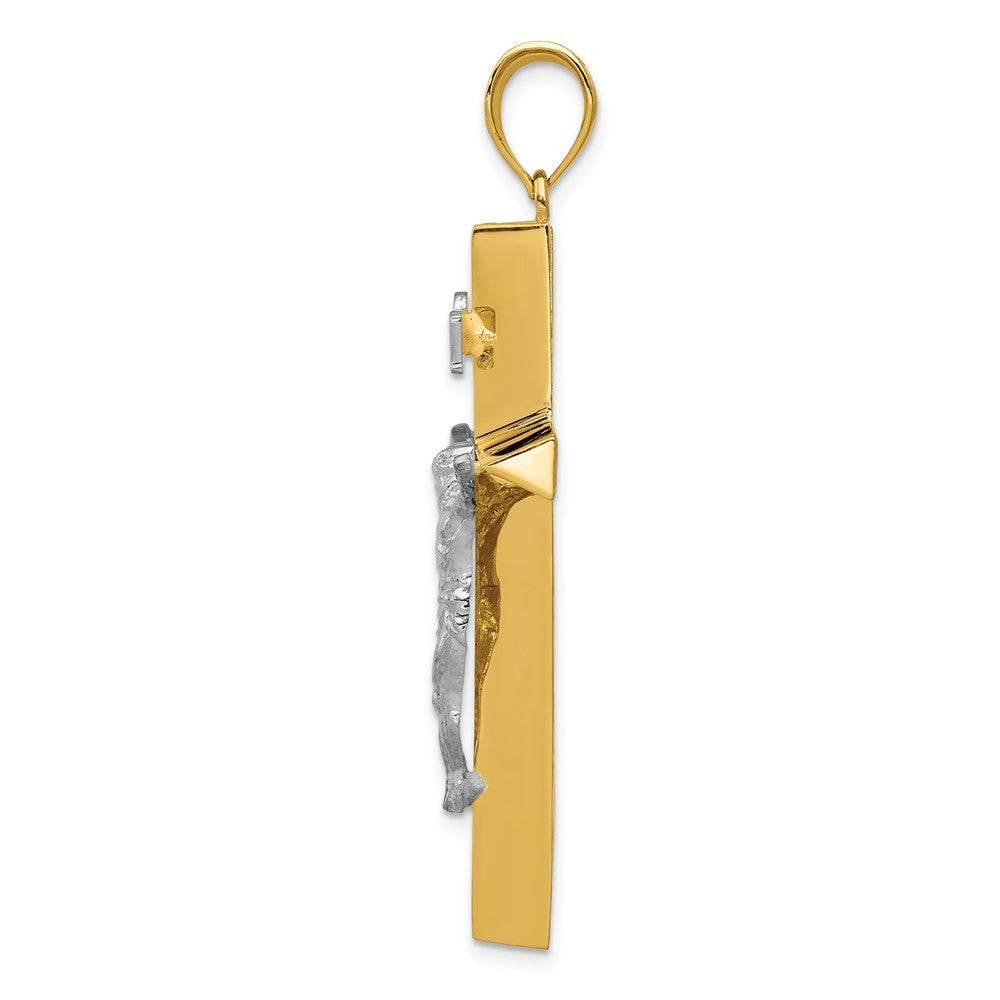 14k Two-Tone Gold INRI Hollow Crucifix Pendant