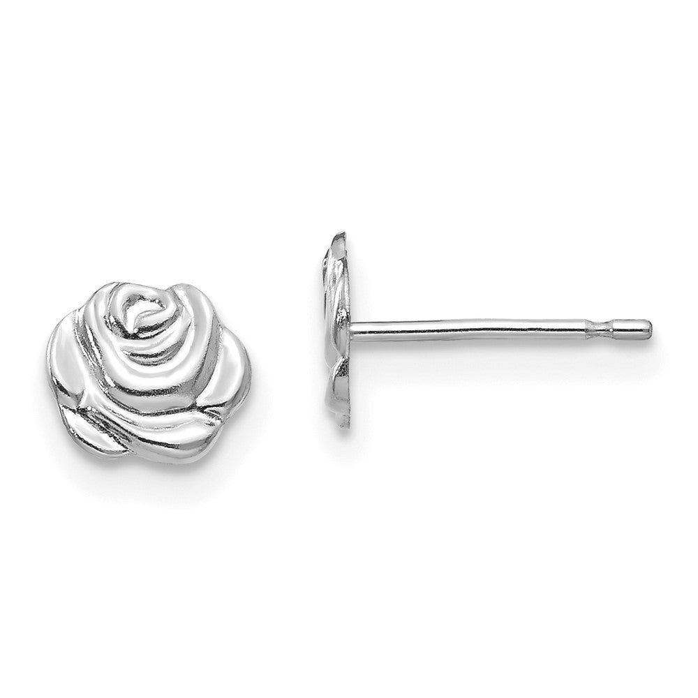 14k White Gold Polished Rose Earrings