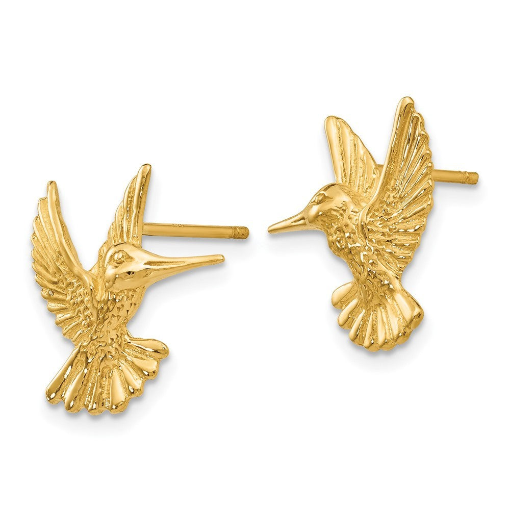 14k Yellow Gold Hummingbird Earrings