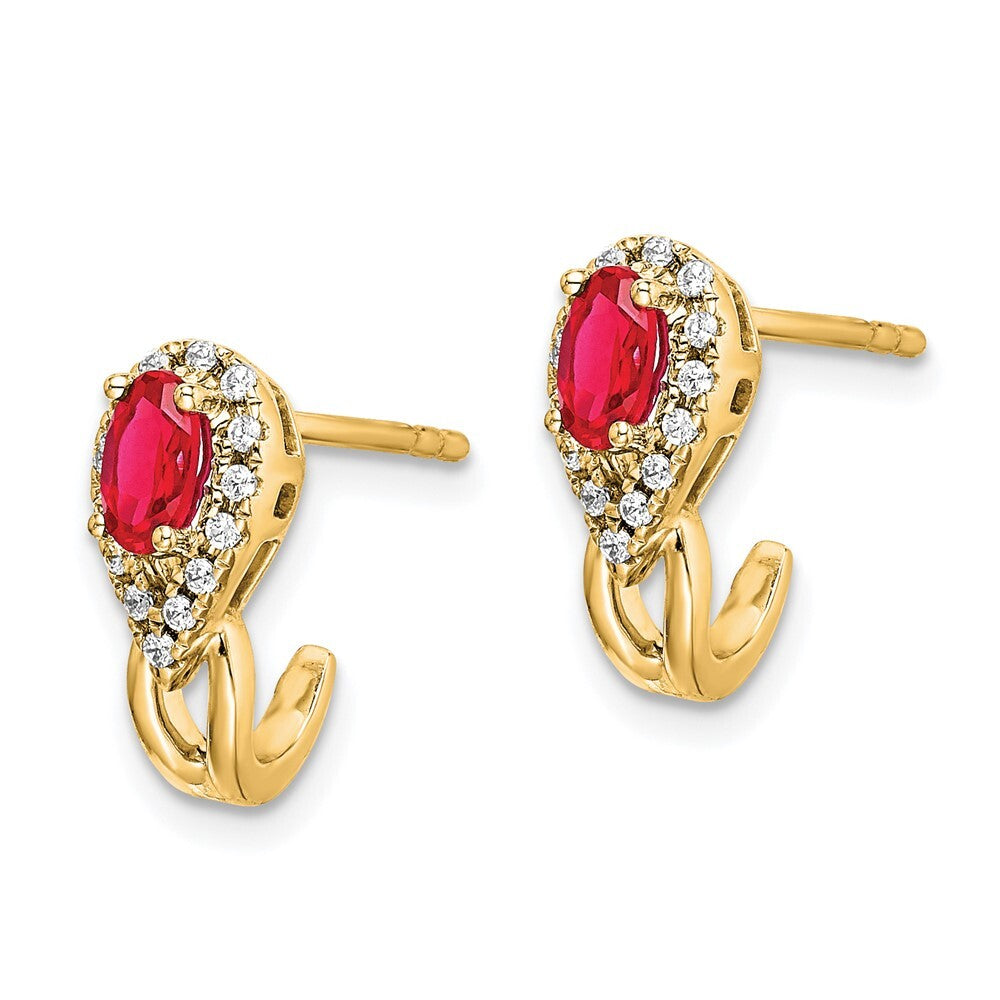 14k Yellow Gold Diamond and Ruby Drop & Dangle Earrings