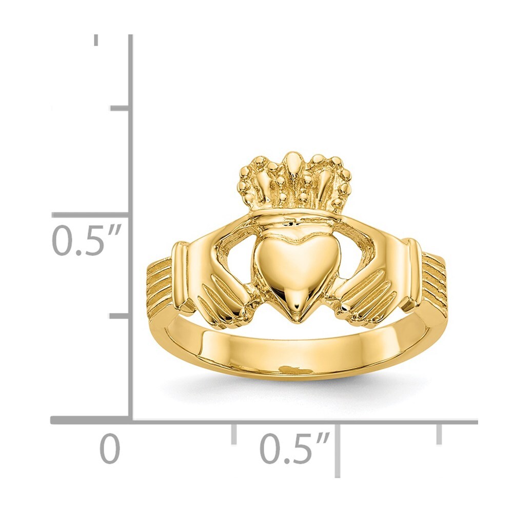 14K Yellow Gold Polished Claddagh Ring