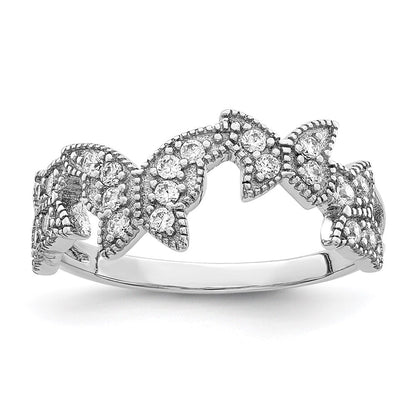 Sterling Silver Rhodium-plated Butterfly Cubic Zirconia Ring Size 8