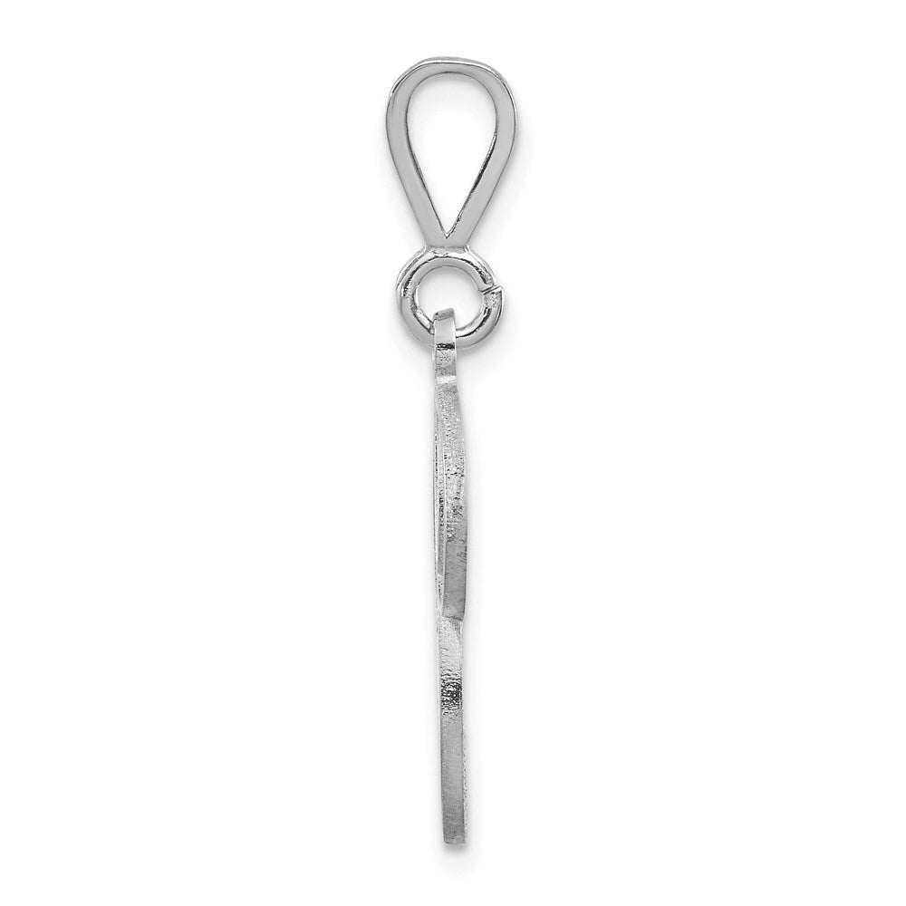 14k White Gold Solid Polished Script Filigree Letter P Initial Pendant for Women