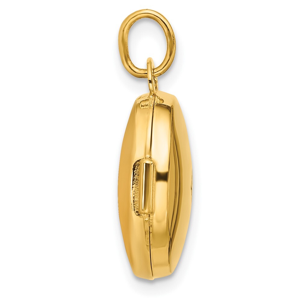 14k Yellow Gold and White Rhodium Polished Diamond 16mm Round Locket Pendant