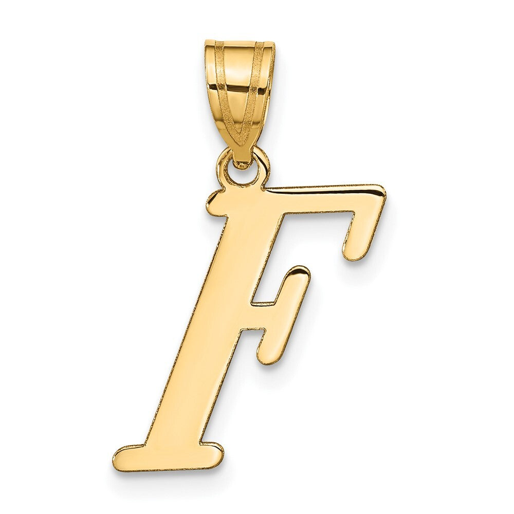 14k Yellow Gold Polished Letter F Initial Pendant for Women