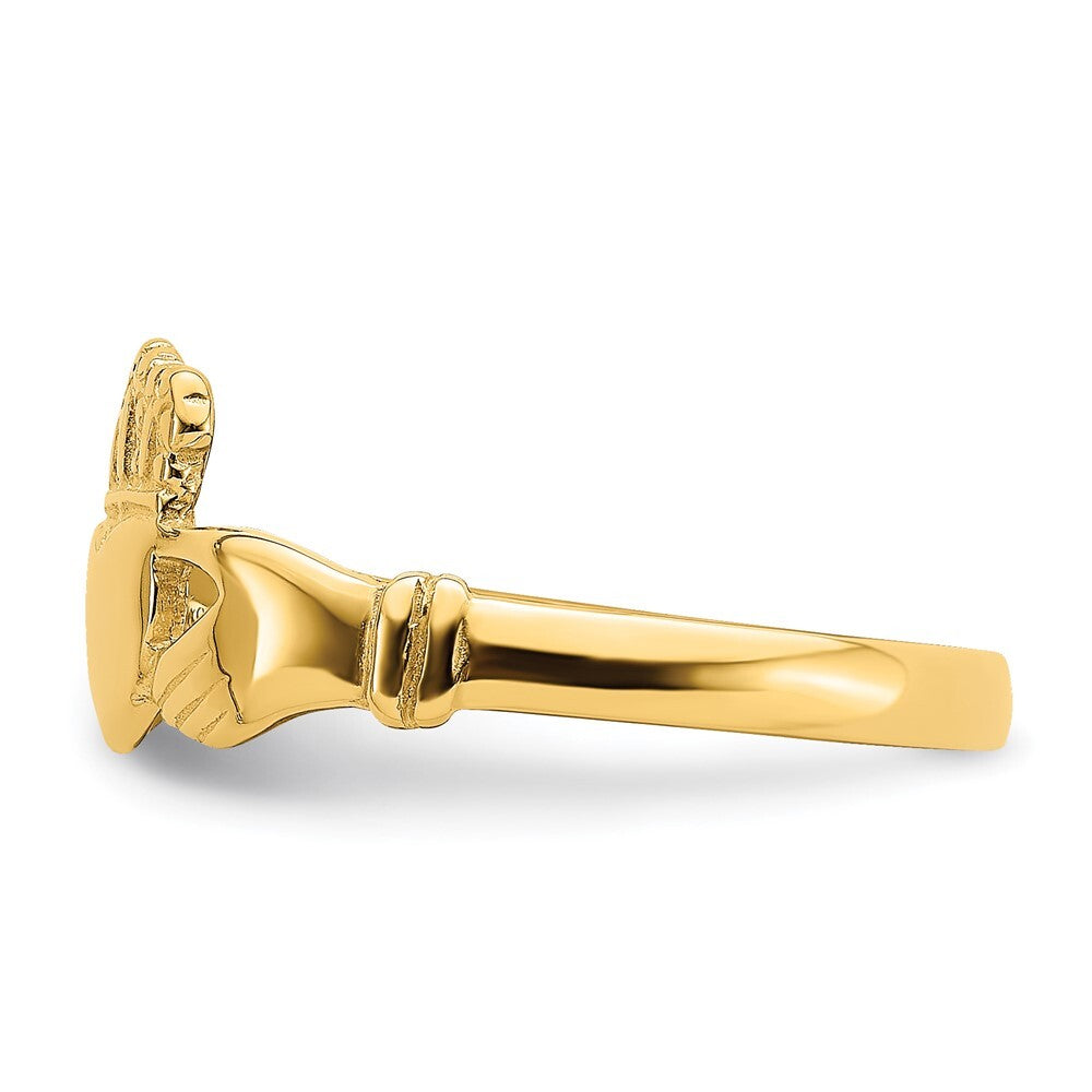14K Yellow Gold Polished Claddagh Ring Size 7