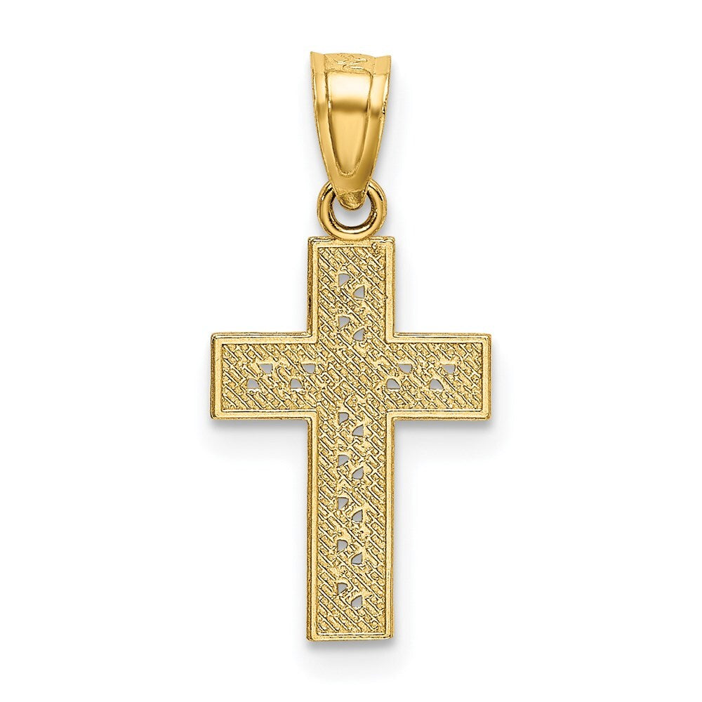 14k Yellow Gold Diamond-cut Cross X Center Pendant for Women