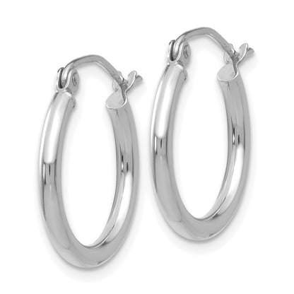 14k White Gold Polished 2x17.5mm Tube Hoop Earrings Gift for Women