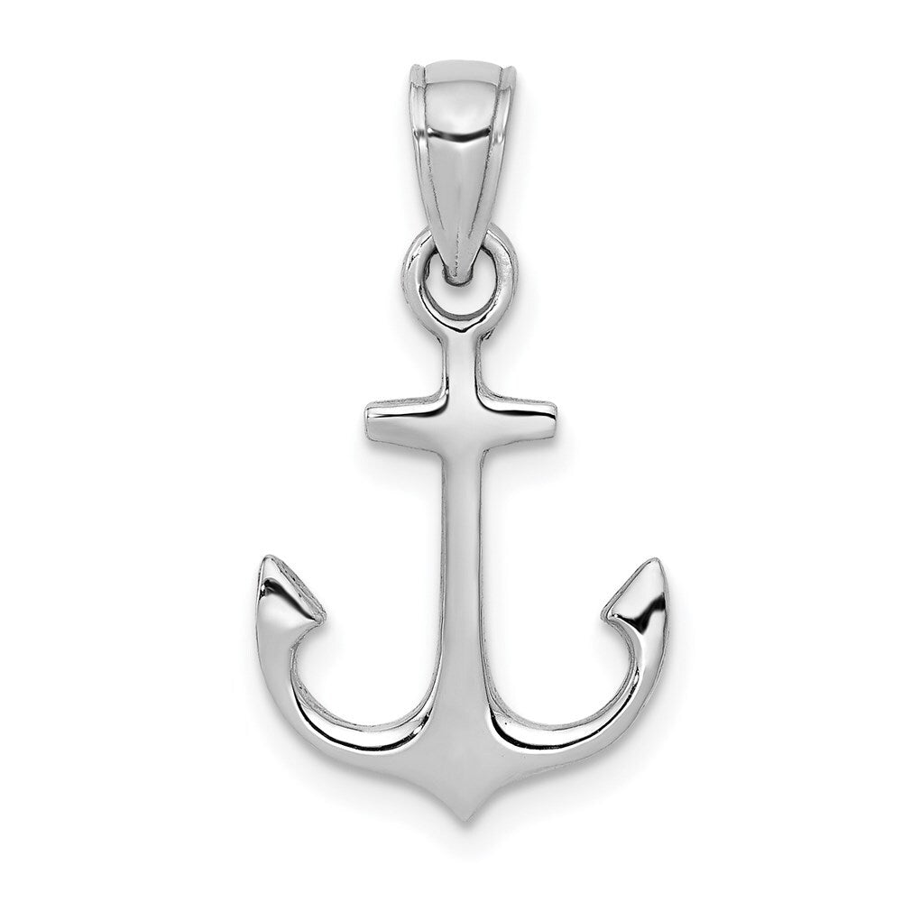 14k White Gold Anchor Pendant for Women