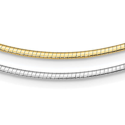 Sterling Silver Gold-pltd 2mm Reversible w/2in ext Cubetto Chain Necklace