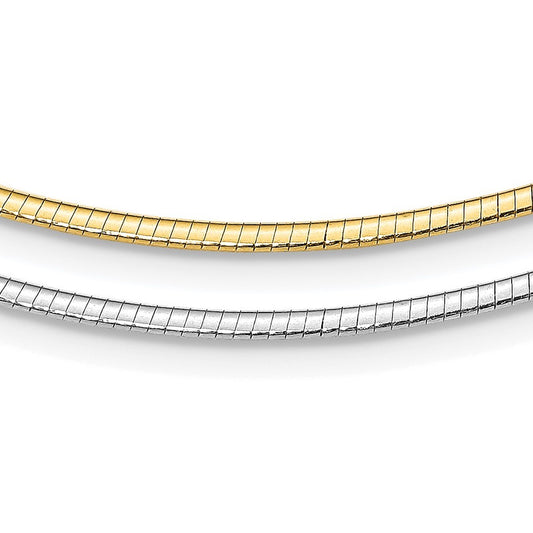 Sterling Silver Gold-pltd 2mm Reversible w/2in ext Cubetto Chain Necklace
