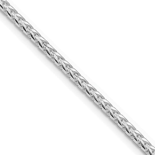 Sterling Silver Rhodium-plated 2.55mm Diamond-Cut Square Franco Chain Necklace
