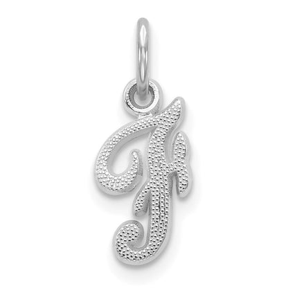 14k White Gold Casted Script Letter F Initial Charm Pendant for Women