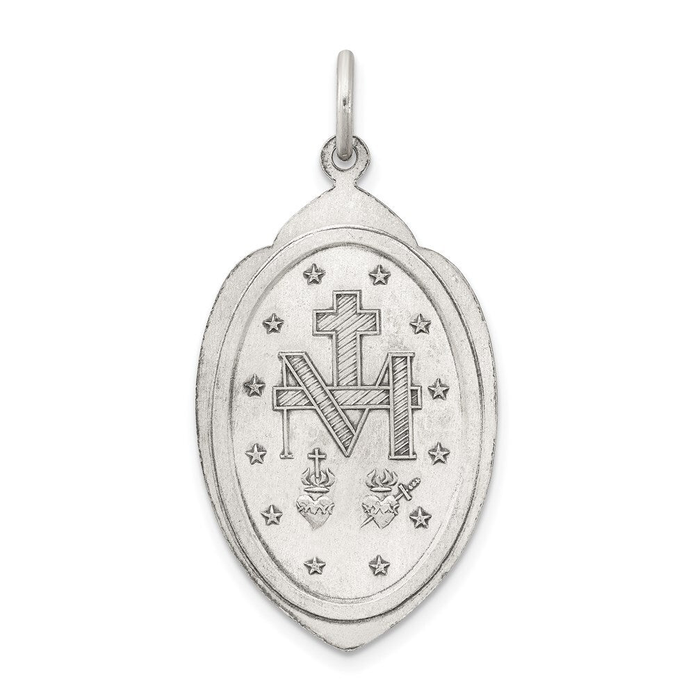 Sterling Silver Antiqued Miraculous Medal Pendant Holiday Gift for Women