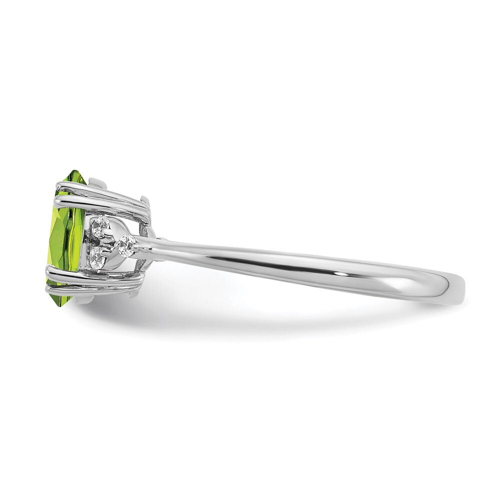 Sterling Silver Rhodium-plated Peridot and Diamond Ring Size 7