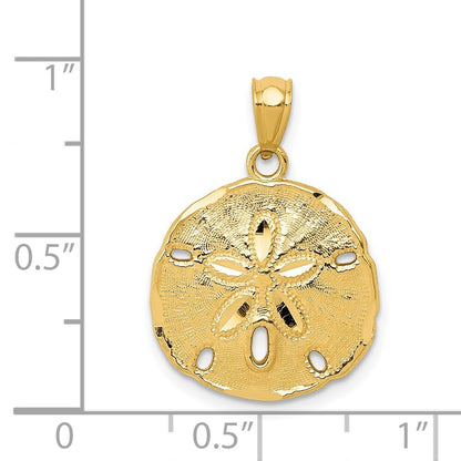 14k Yellow Gold Gold Polished Large Sand Dollar Pendant for Women