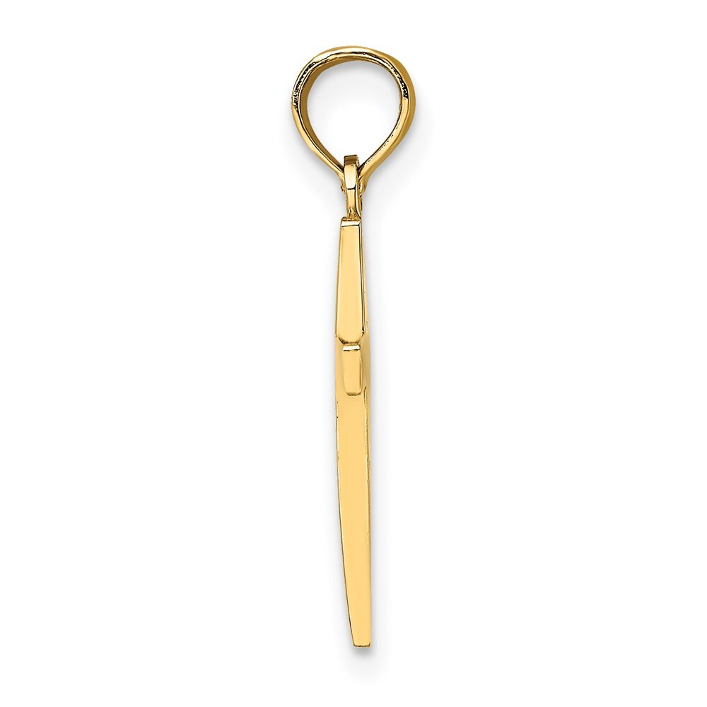 14k Yellow Gold Beveled Cross Charm Pendant for Women
