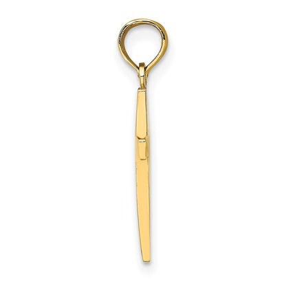 14k Yellow Gold Beveled Cross Charm Pendant for Women
