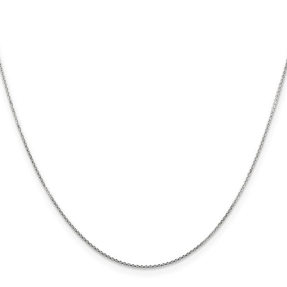 14K White Gold 14" .8mm Diamond-cut Round Open Link Cable Chain Necklace