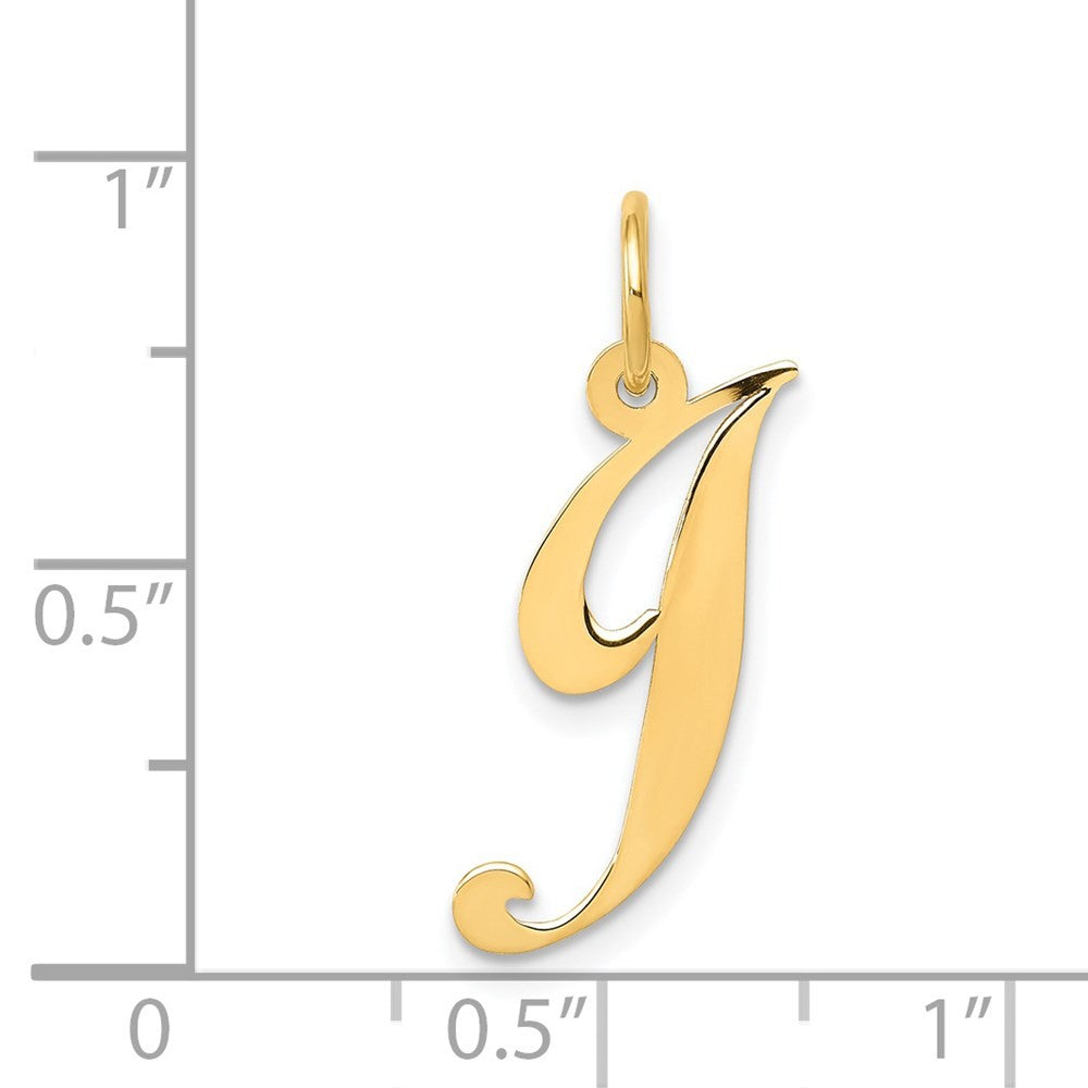 14k Yellow Gold Medium Fancy Script Letter J Initial Charm Pendant