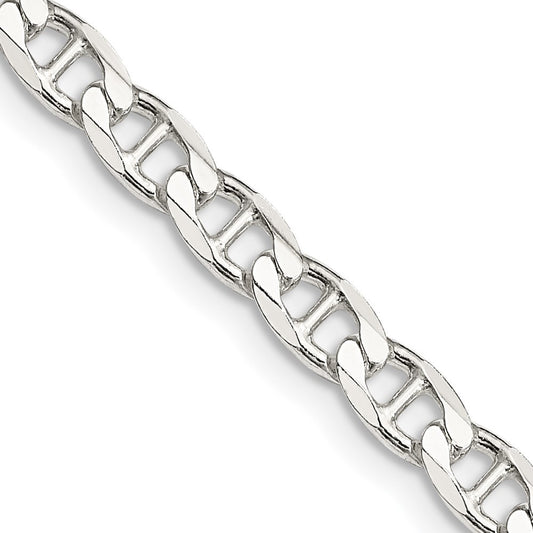 Sterling Silver 4.65mm Diamond-Cut Flat Anchor Curb Chain Necklace