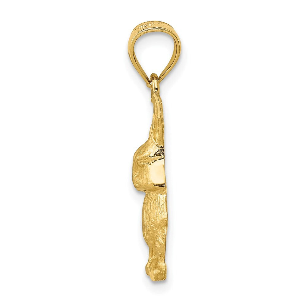 14k Yellow Gold Diamond-cut Rabbit Pendant