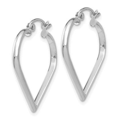 14k White Gold 2mm Heart Hoop Earrings Gift for Women