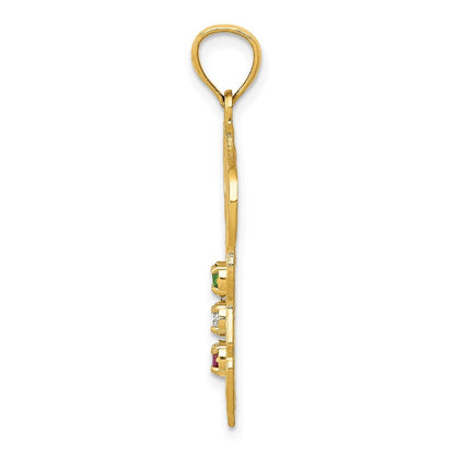 14k Yellow Gold Italy Emerald, Ruby and Cubic Zirconia Stones Charm Pendant