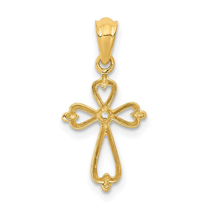 14k Yellow Gold Diamond Accented Cross Pendant for Women